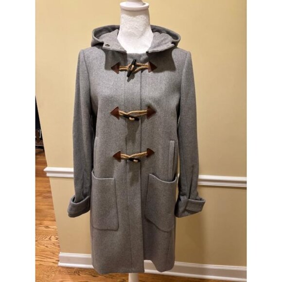 J.Crew Gray Wool-Blend Toggle Coat - Size 10 - Picture 1 of 5